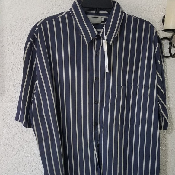 NWT VINCE  Stripe half sleeve button up shirt - Picture 2 of 5